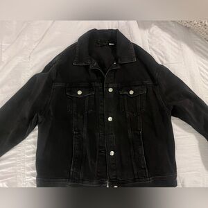 Black denim oversized jacket H&M